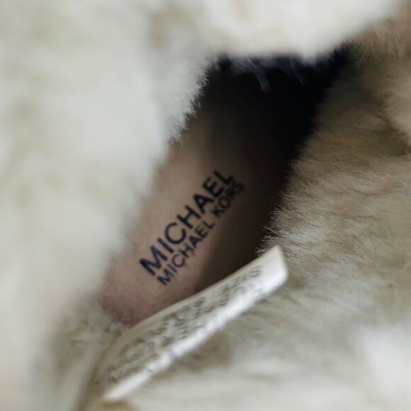 Vintage Y2K Michael Kors Tan Suede Faux Fur Lace-Up Wedge Ankle Boots - Picture 7 of 8